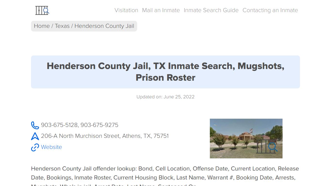 Henderson County Jail, TX Inmate Search, Mugshots, Prison ...